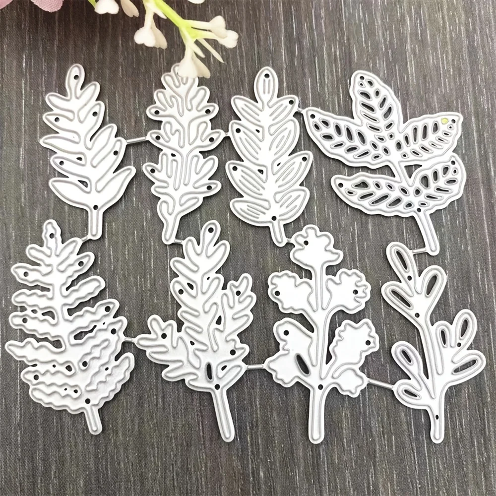 8PCS/lot Leaves Cutting Dies Stencils Embossing Scrapbooking Cutter Paper Greeting Cards Metal Stamp Stencils for Decoration