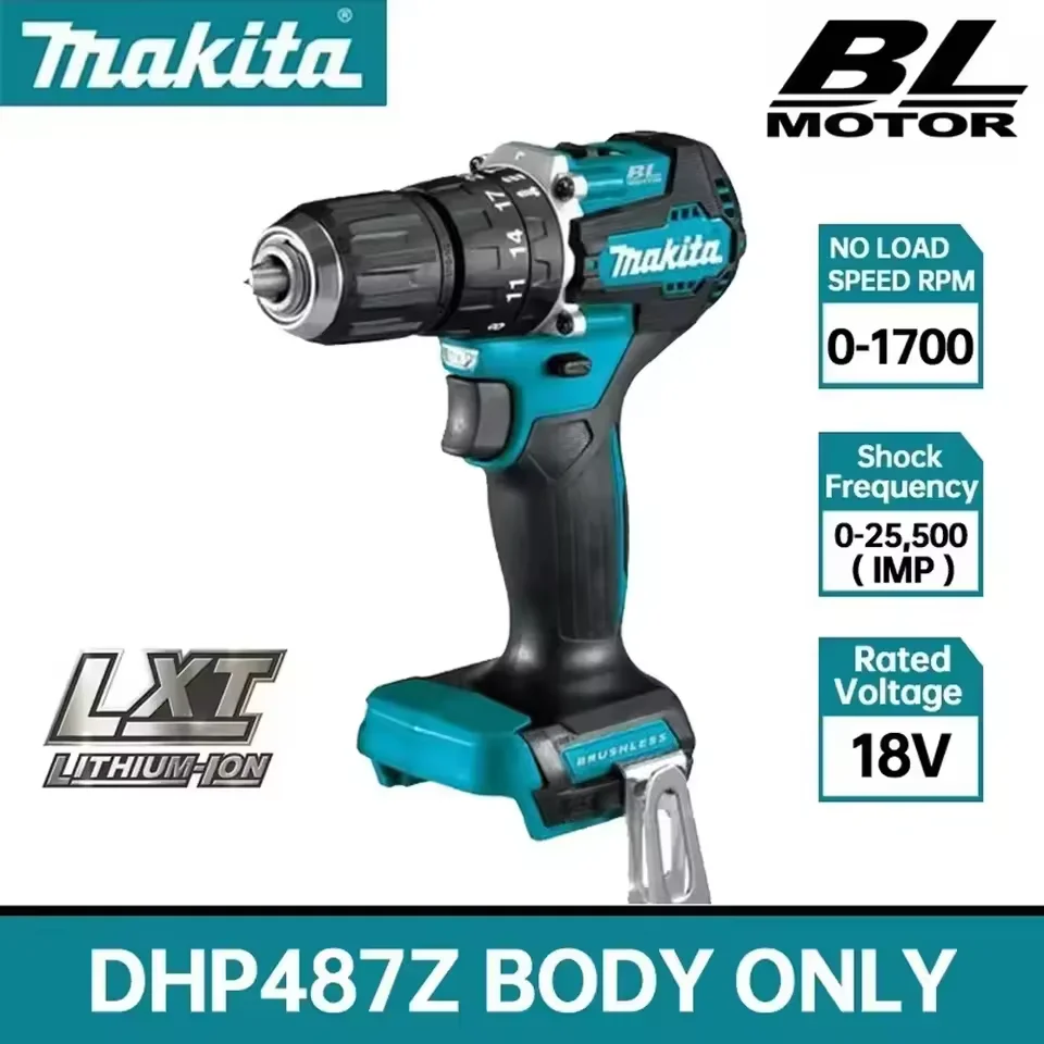 

100% NEW Makita DHP487 13mm Cordless Brushless Electric impact screwdriver Drill 2-Speed Metal Chuck Screwdriver Home DIY Tool