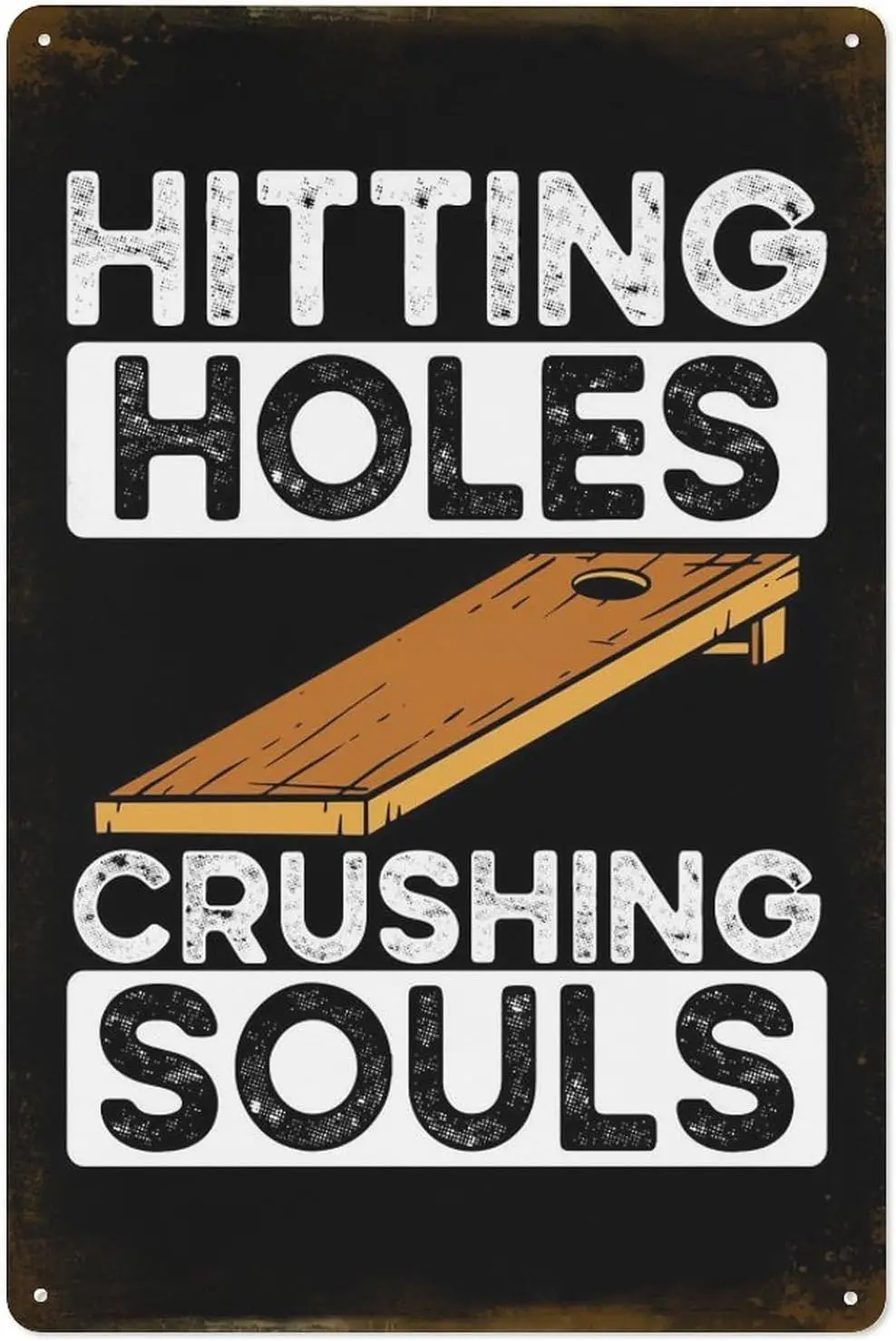 Hitting holes in cornhole Metal Tin Sign Poster 8”×12” Painting Sign Funny Wall Vintage Art Decor Retro Plaque For Home Bar Pub