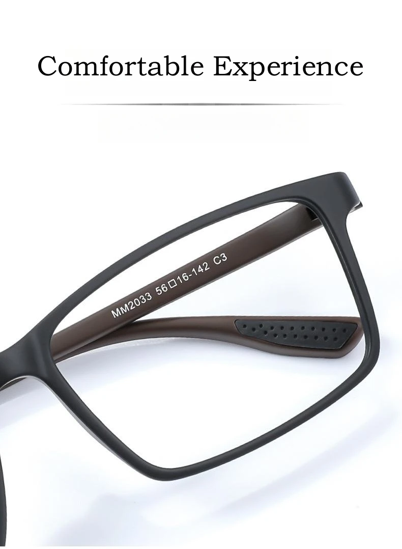 YIMARUILI Ultraleichte, flexible, schraubenlose Design-TR90-Brillen für Damen, Retro-Quadrat, optische Brillenfassung, Herren, 2033 – Detail 5