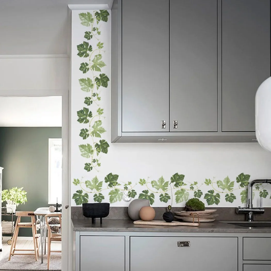 Accessory Wall Sticker Corner Decoration Elements Furniture Green Leaf Ornament PVC Room Vine Useful Brand New