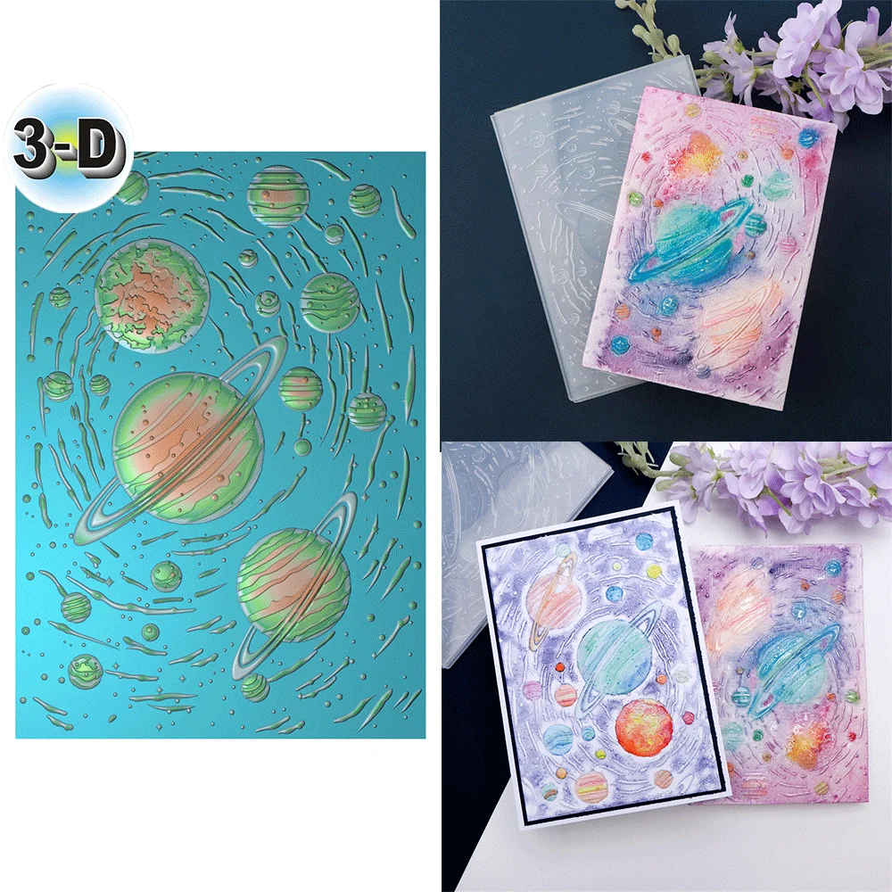 Estrelas cósmicas e asteroides Pasta de gravação 3D para fazer cartões e scrapbooking - Plástico durável, gravação fácil - Perfeito