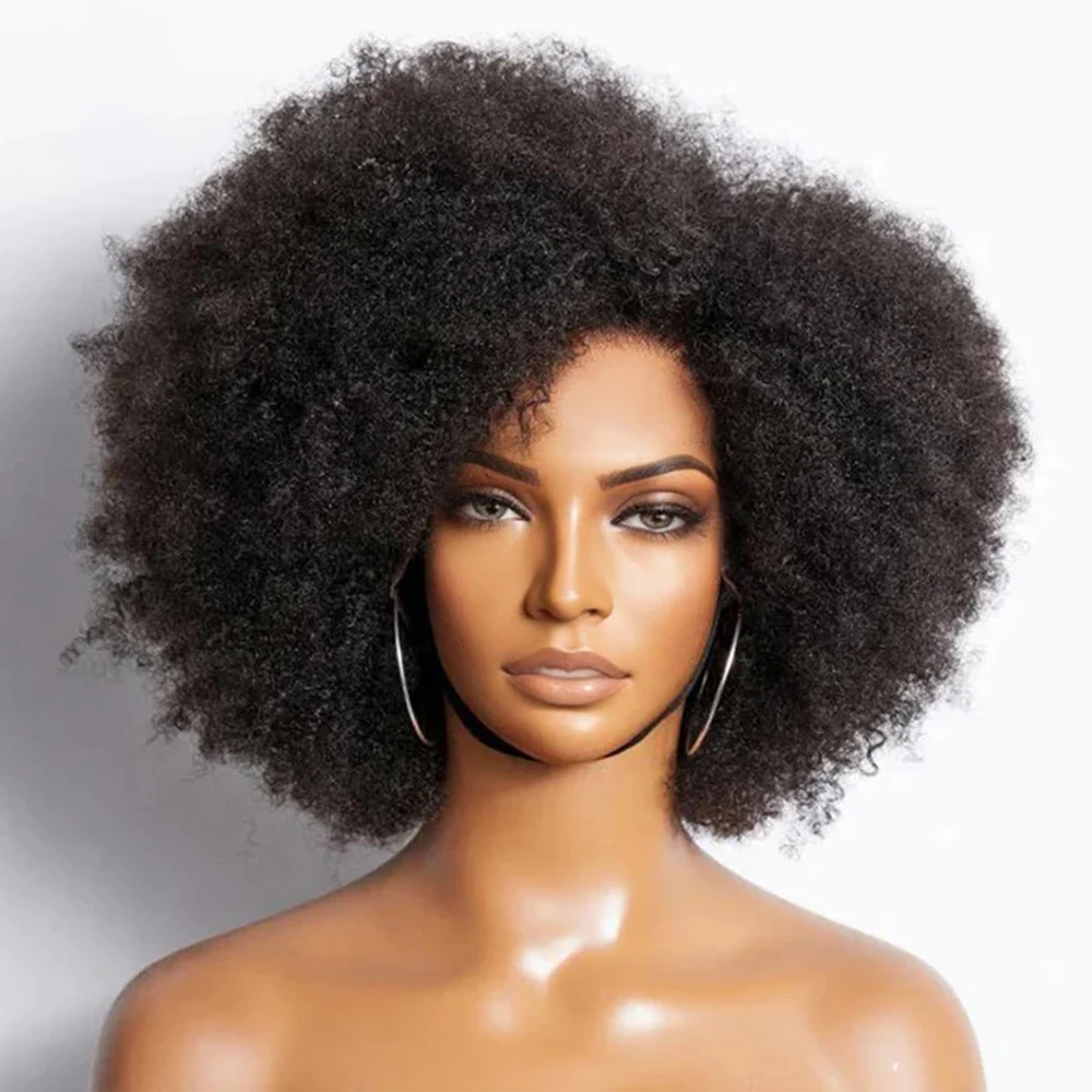 Krullend Bob Lace Frontale Pruik Menselijk Haar Afro Kinky Krullend 250 Dichtheid 13X4X2 T Deel Kant Pruiken Korte Bob Pruik Menselijk Haar Kant Pruiken