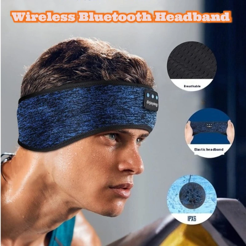  عصابة رأس رياضية بلوتوث لاسلكية، سماعات رأس مدمجة قابلة للإزالة وقابلة للغسل، قناع نوم متعدد الوظائف، غطاء عين موسيقي للجري #1