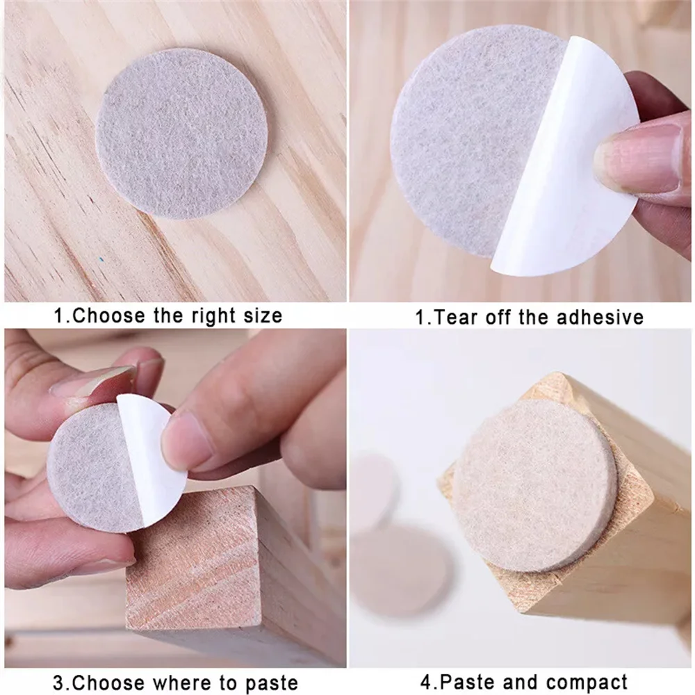 Thicken Self Adhesive Felt Chair Leg Pads Floor Protectors Furniture Legs Table Leg Covers Round Bottom Anti-Slip Pads 72PCS