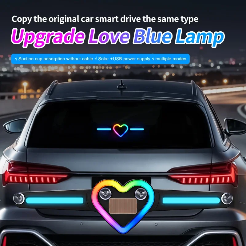 Lampe LED d'ambiance intérieure à énergie solaire, lumière bleue de conduite intelligente, lumière de rappel, lumière de décoration sans fil, lumière d'avertissement