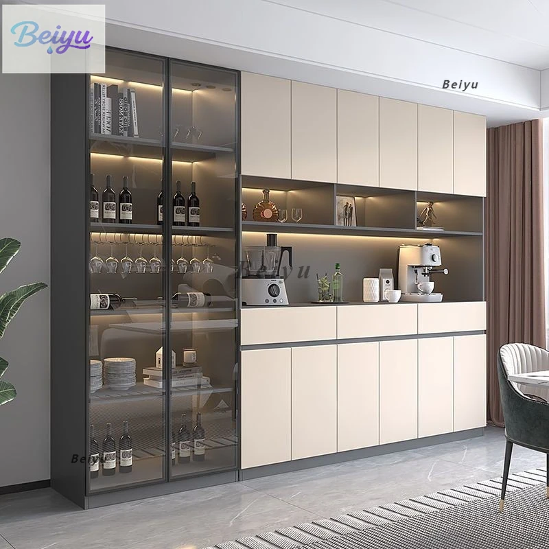 

Solid wood dining side cabinet light luxury integrated wall locker modern simple living room tea cabinet shelf household minimal