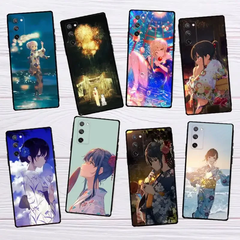 Yukata Girl Phone Case for SamsungS23 S22 S21 S20 Ultra Pro S10 S30Plus 20 Ultra Black Cover