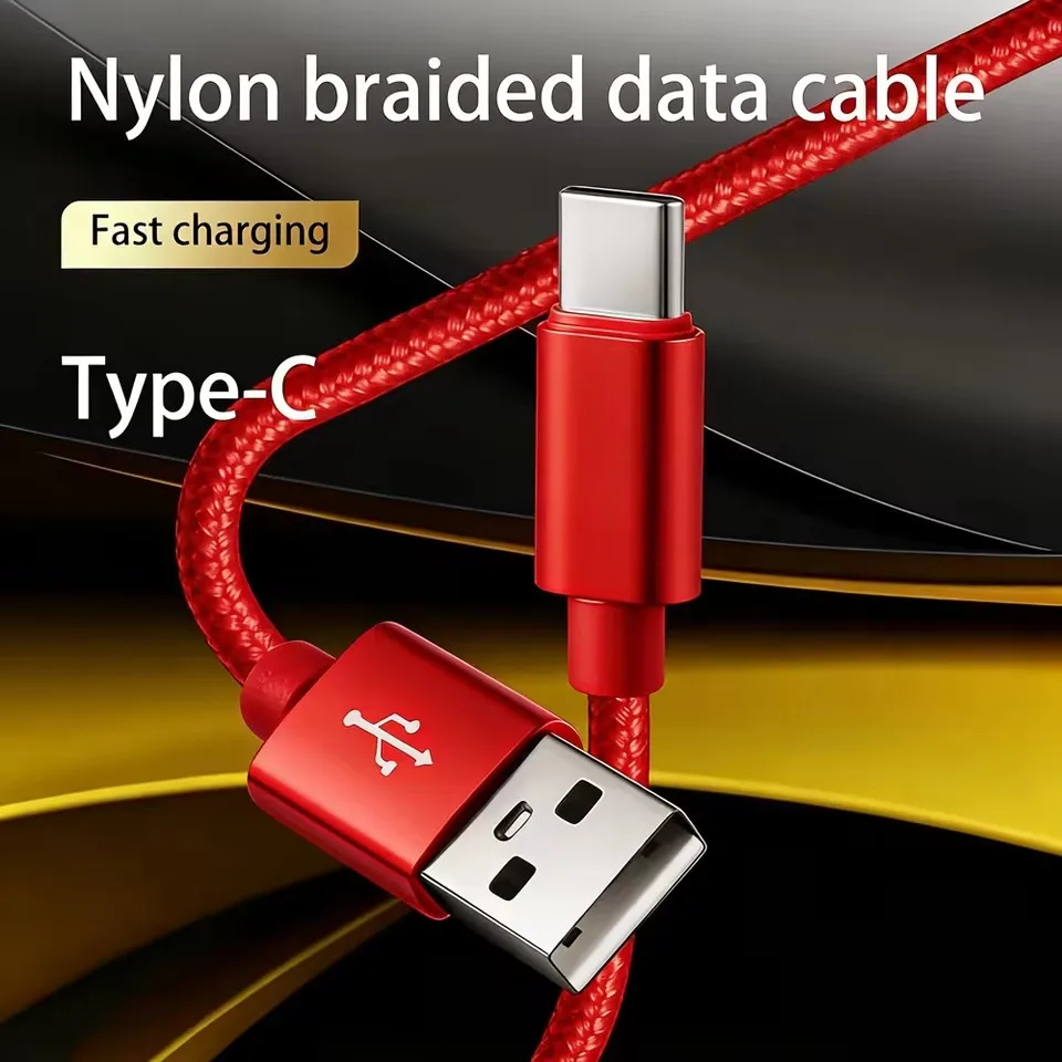 Type C USB Fast Charge Braided Cable For iPhone 15 16 Plus 17 Pro Samsung OPPO Realme Xiaomi Redmi POCO Quick Charging Data Line