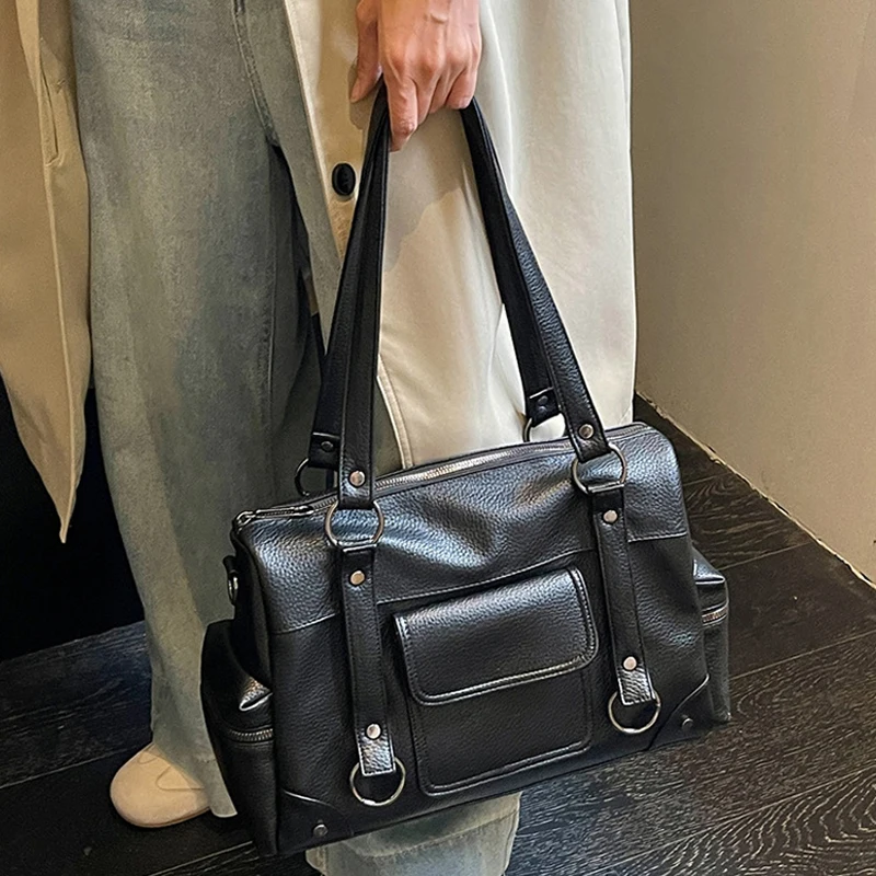 Umhängetasche mit mehreren Taschen, Damen-Einkaufstasche mit großem Fassungsvermögen, lässige Vintage-Tragetasche, leichte, vielseitige Einkaufshandtasche für den Arbeitsweg – Detail 6