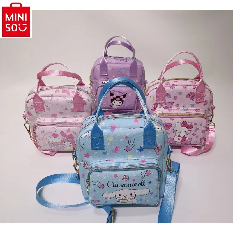 MINISO Sanrio Fashion Large Capacity High Quality PU Leather Handbag Dual purpose Women's Sweet Hello Kitty Jade Guigou Handbag