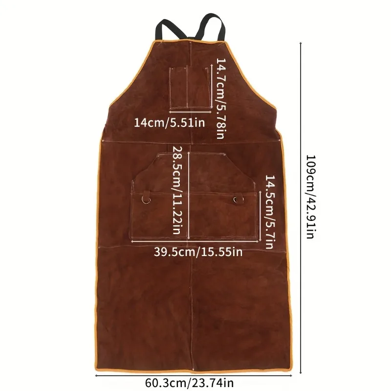 

Suitable for welding men's and women's artificial leather welding workshop aprons, leather heavy-duty blacksmiths