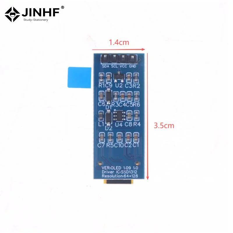Módulo de pantalla OLED de 1,09 pulgadas 128x64 SSD1312 I2C interfaz de 4 pines para Arduino Raspberry Pi vista amplia de baja potencia