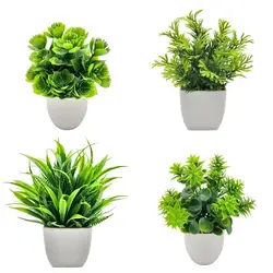 Mini Fake Potted Flowers False Plants Bonsai Potted Ornaments Table Decor Simulated Tree Pot Plants Home Garden Decor