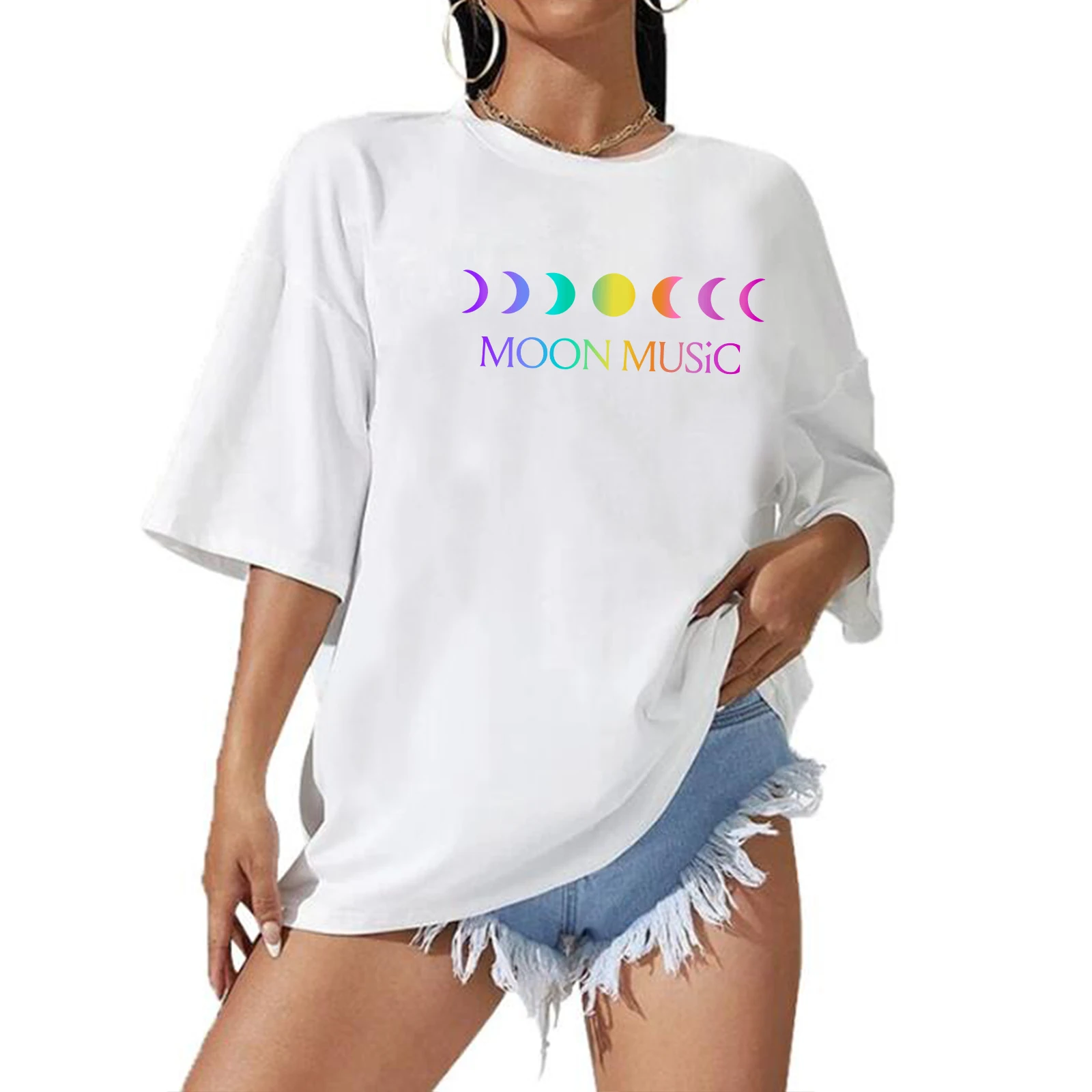 MOON MUSiC Extra Large T-shirt O-Neck Oversize Shirts