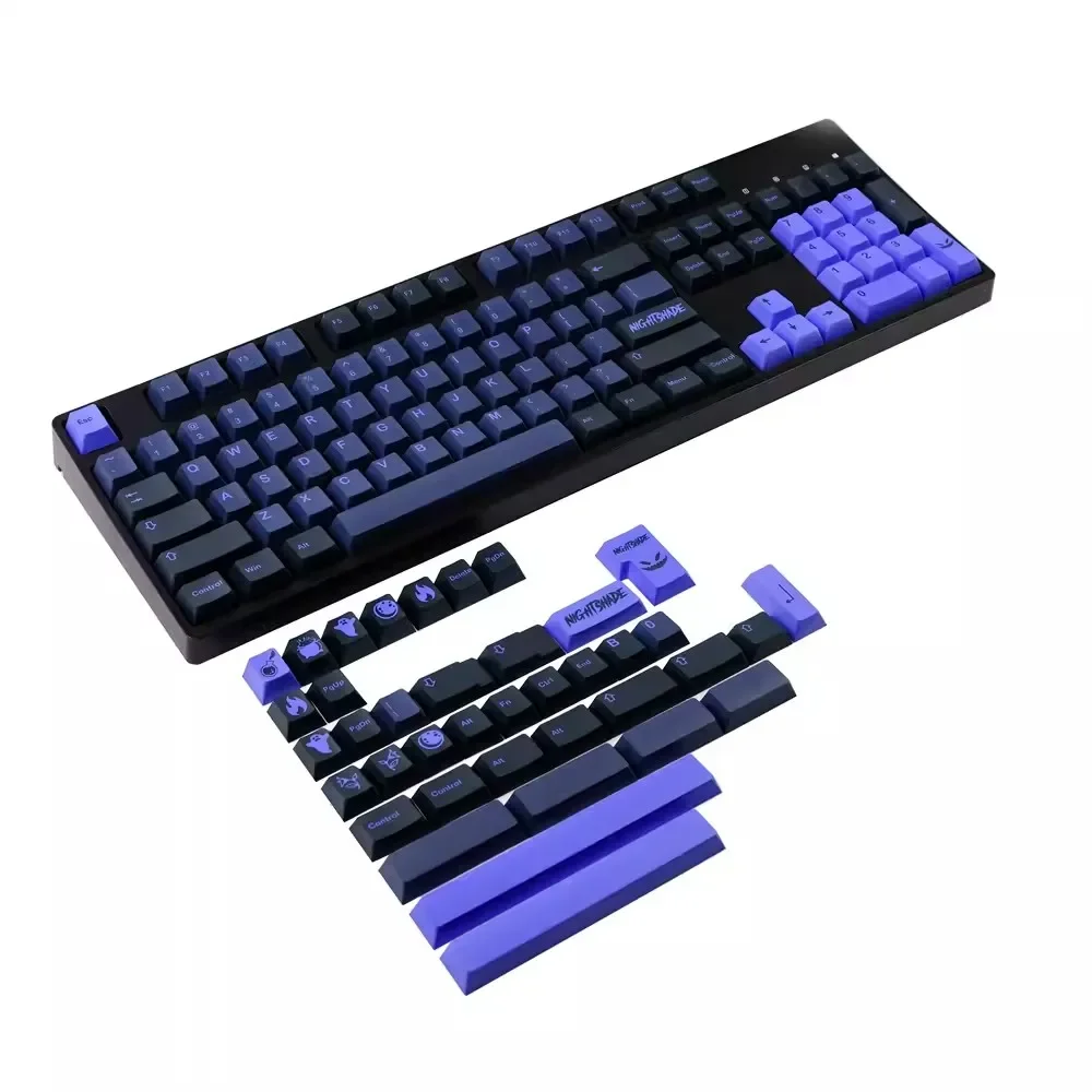 Subbed Keycaps Set para Teclados Interruptor MX, GMK Nightshade, DIY Lightproof, Perfil cereja, 140 teclas por conjunto