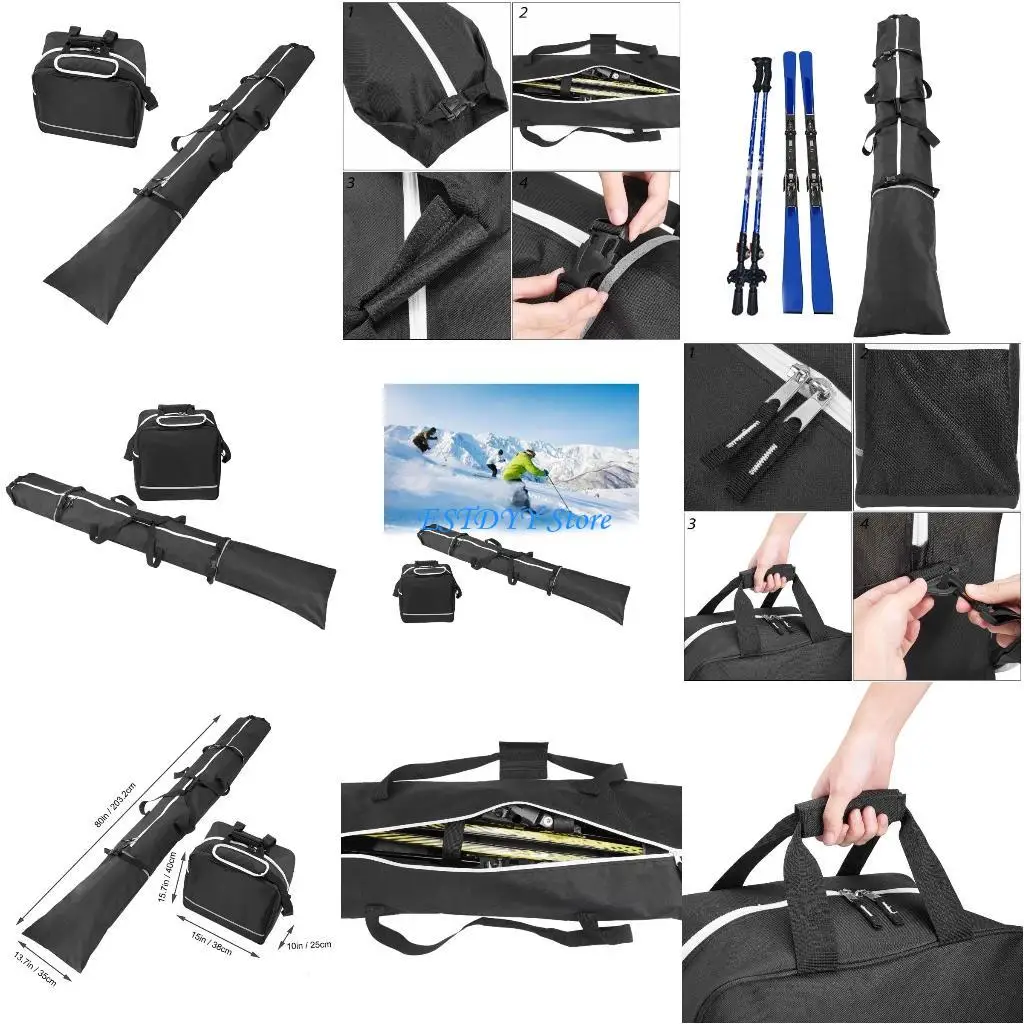 

G6DE Two-Piece Snowboard and Boot Bag Combo Waterproof Ski Travel Bags Portable Skating Shoes Storage Bag Ski Gear Bag