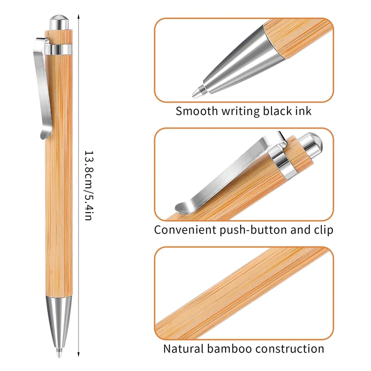 Gfc-50 шт. бамбуковая ручка, деревянная шариковая ручка, ручка с благодарностью, подарок для женщин и мужчин, офисный учитель, коллег, черные чернила