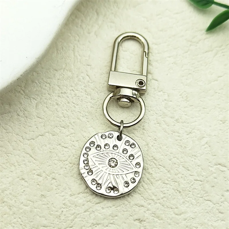 Crystal Evil Eyes Pendant Key Chains For Women Men Stainless Steel Rhinestone Gold Silver Color Demon Eye Key Ring Jewelry