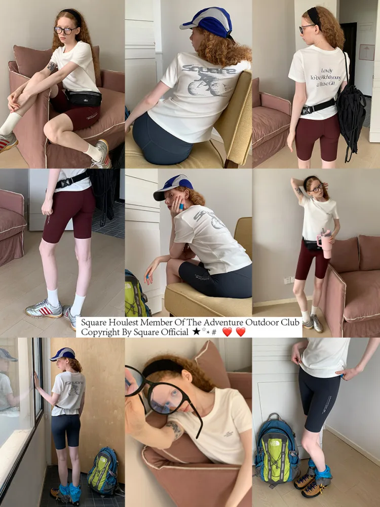 Outdoor Women's High Waist Five Inch Shorts Yoga Fitness Running Butt Lifting Square Hole Design Casual Pants Summer 2025