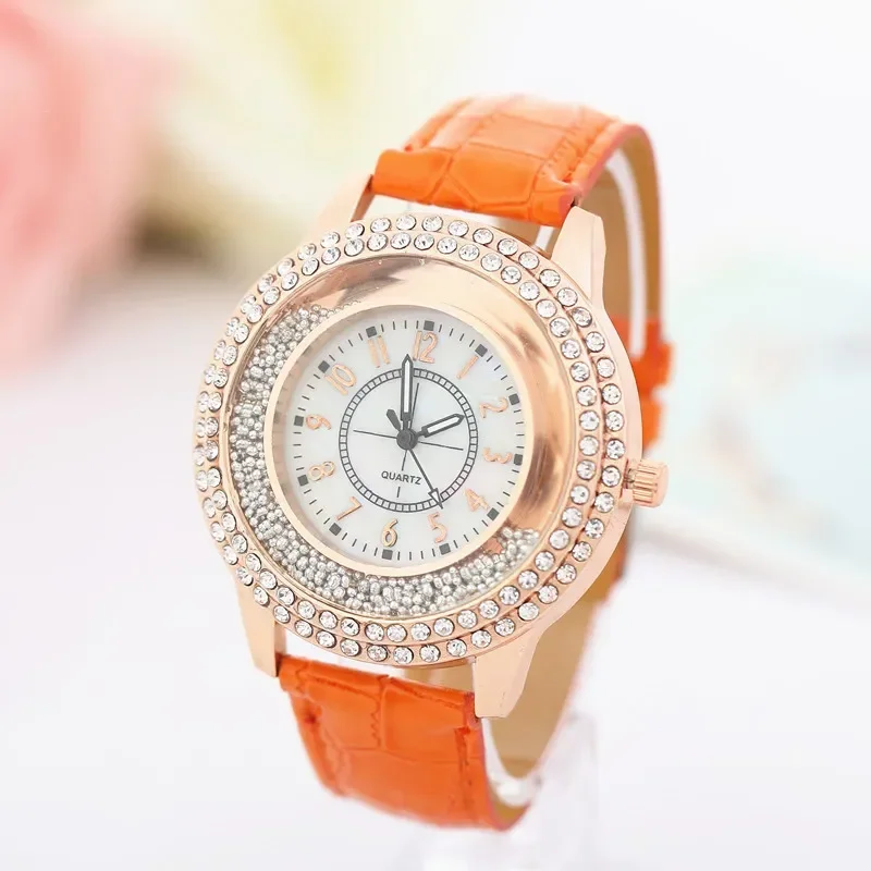 Watch Women Double Rows of Rhinestone Colorful Watch PU Leather Quartzh Fashion Luxury 2024 Female Clock Relojes Para Mujer