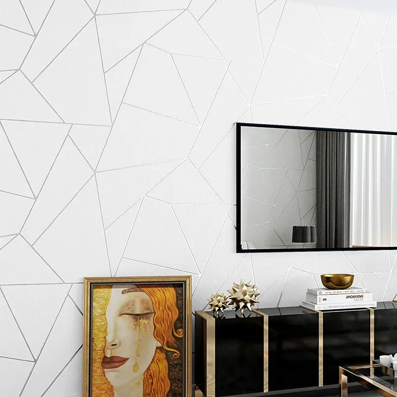 Simple Geometric Curve Stripe Non-woven Wallpaper Bedroom Living Room TV Background Decoration 3D Three-dimensional Wallpaper