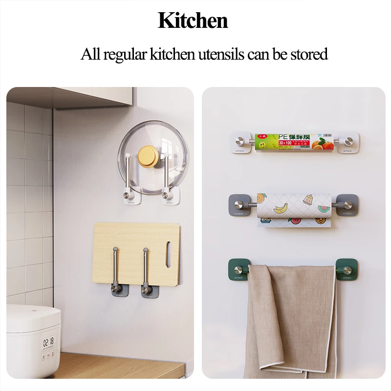 Eary Kitchen Accessories Organizer Multifunctional Magnetic Hook Punch-Free Retractable Storage Rack Home Strong Suction Hanger