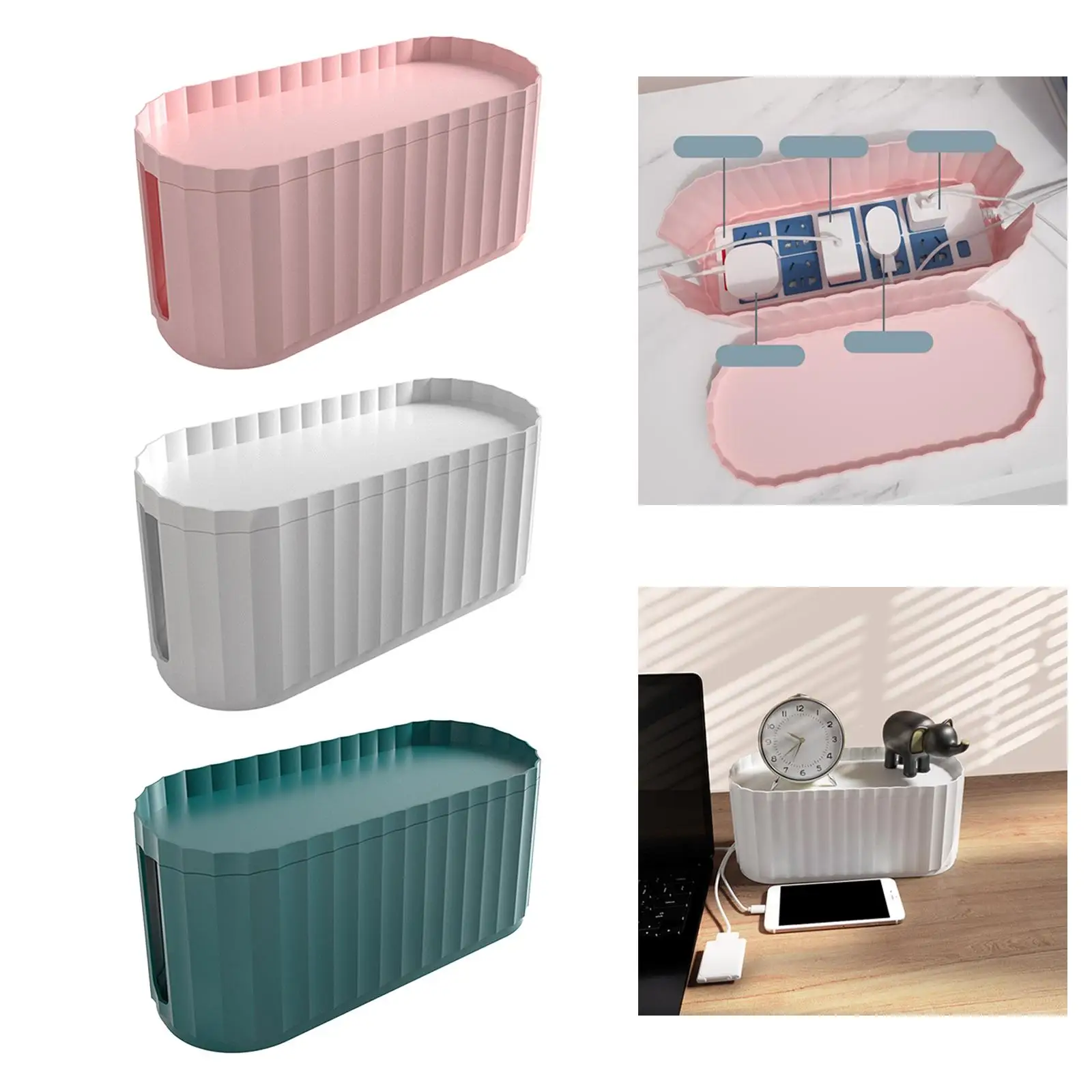 Portable Cable Management Box to Hide Charger Adapter Detachable for Kitchen