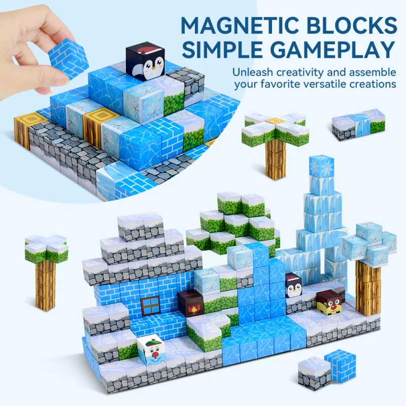 Magnetic Building Blocks Set - Stem Sensory Cube, Primitive Forest Magnet, Halloween and Christmas Birthday Gift Toy