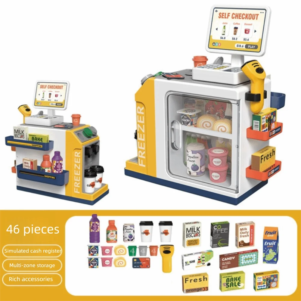 Role play caixa registradora brinquedo calculadora jogar casa brinquedos de comida em miniatura educacional supermercado venda gabinete meninas presentes