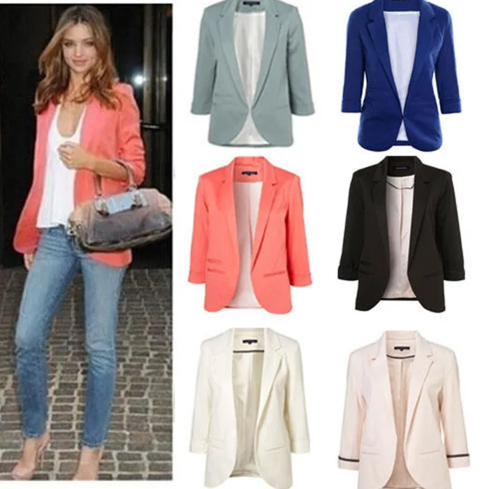 VOLALO 2024 Candy Color Seven-point Sleeves Small Suit Commuter Models Slim Women Blazers