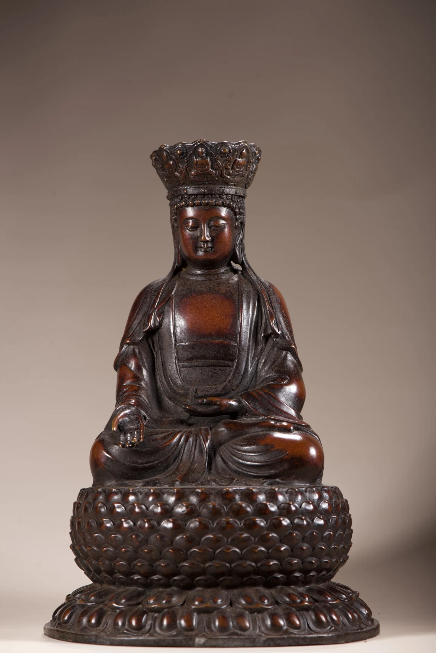 Old Bronze Gilded Cinnabar High relief Ksitigarbha Bodhisattva Sitting Buddha Amitabha Buddha Wenfang screen Town House Exorcism