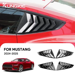 For Ford Mustang 2024 2025 2026 GT S650 Gloss Black Carbon Fiber Pattern Rear Windshield Side Spoiler Splitter Triangle Louver