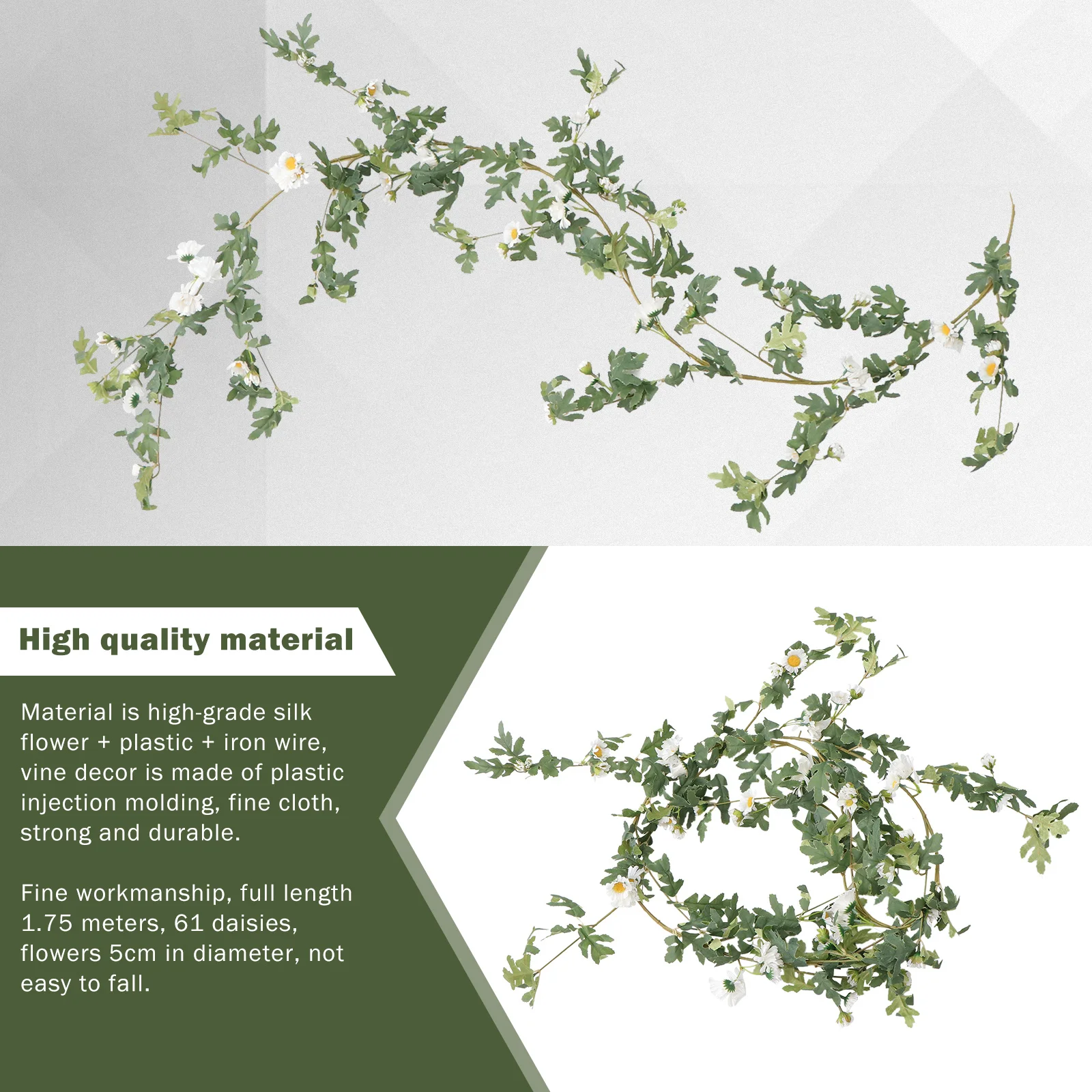 

1Pcs Fake Daisy Flower Vine Decor Premium Material Artificial Vine Ornament for Home Garden Scene Plant Decoration