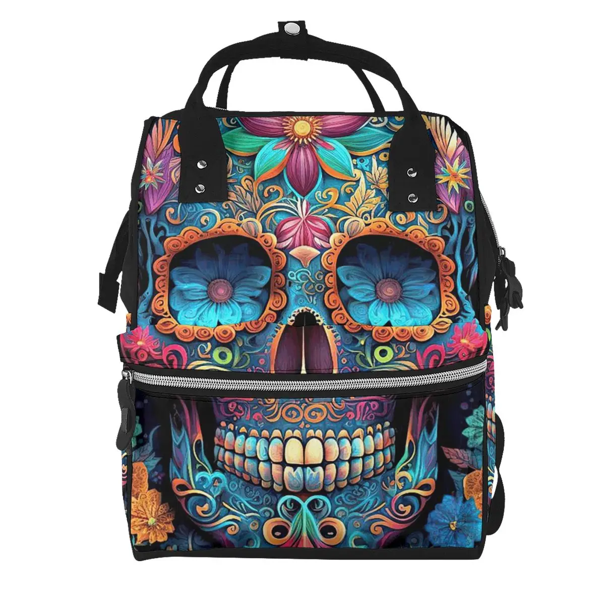 Mexican Skull Calavera Illustration Student Backpack School Bag Hiking Travel Daypack for Men Women Bookbag Shoulder Bags