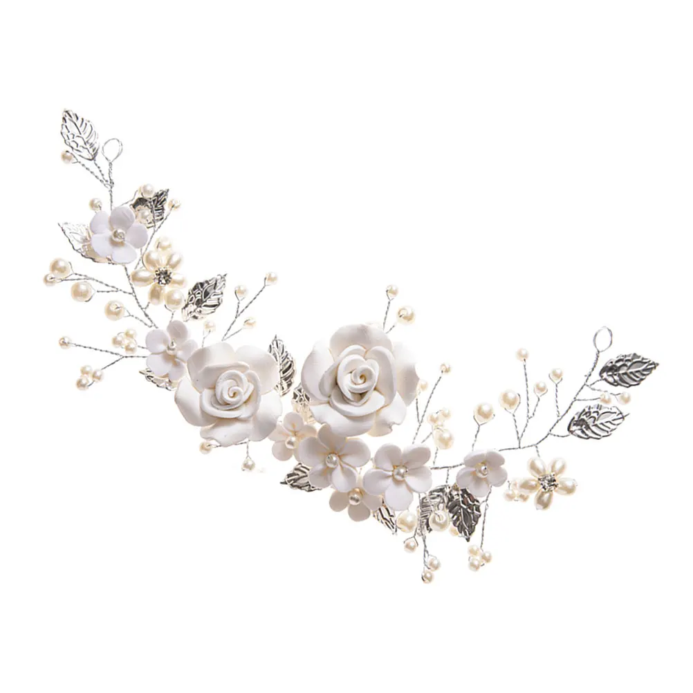 

Elegant Wedding Headpiece Bride Hair Decor Bridal Headband Soft Floral Ribbon for Party Banquet Christmas Gift