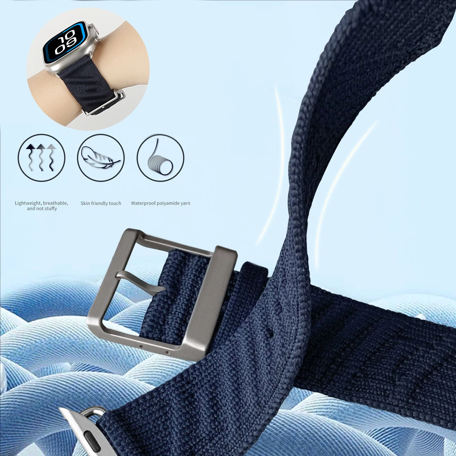 Sport Bracelet For Apple Watch Ultra2 49mm En Mer Band Bleu Nuit For Apple Watch Band Series 10 46mm SE 9 8 45mm 44mm 42mm 40 41 image 4