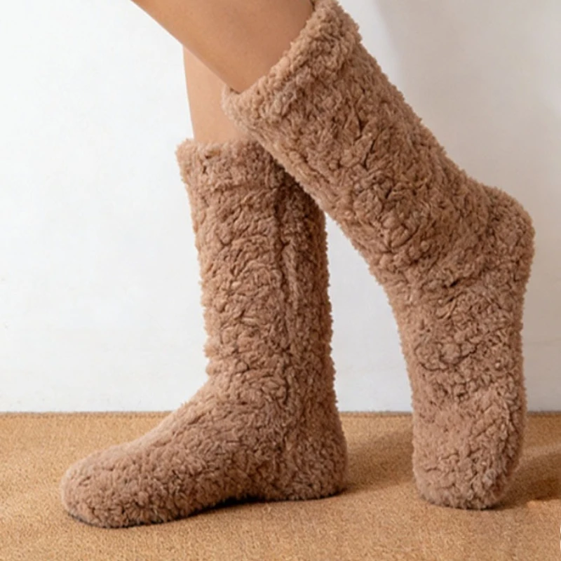 Calzini da pavimento per interni, calzini pantofola ispessiti antiscivolo, ispessiti e confortevoli per le donne