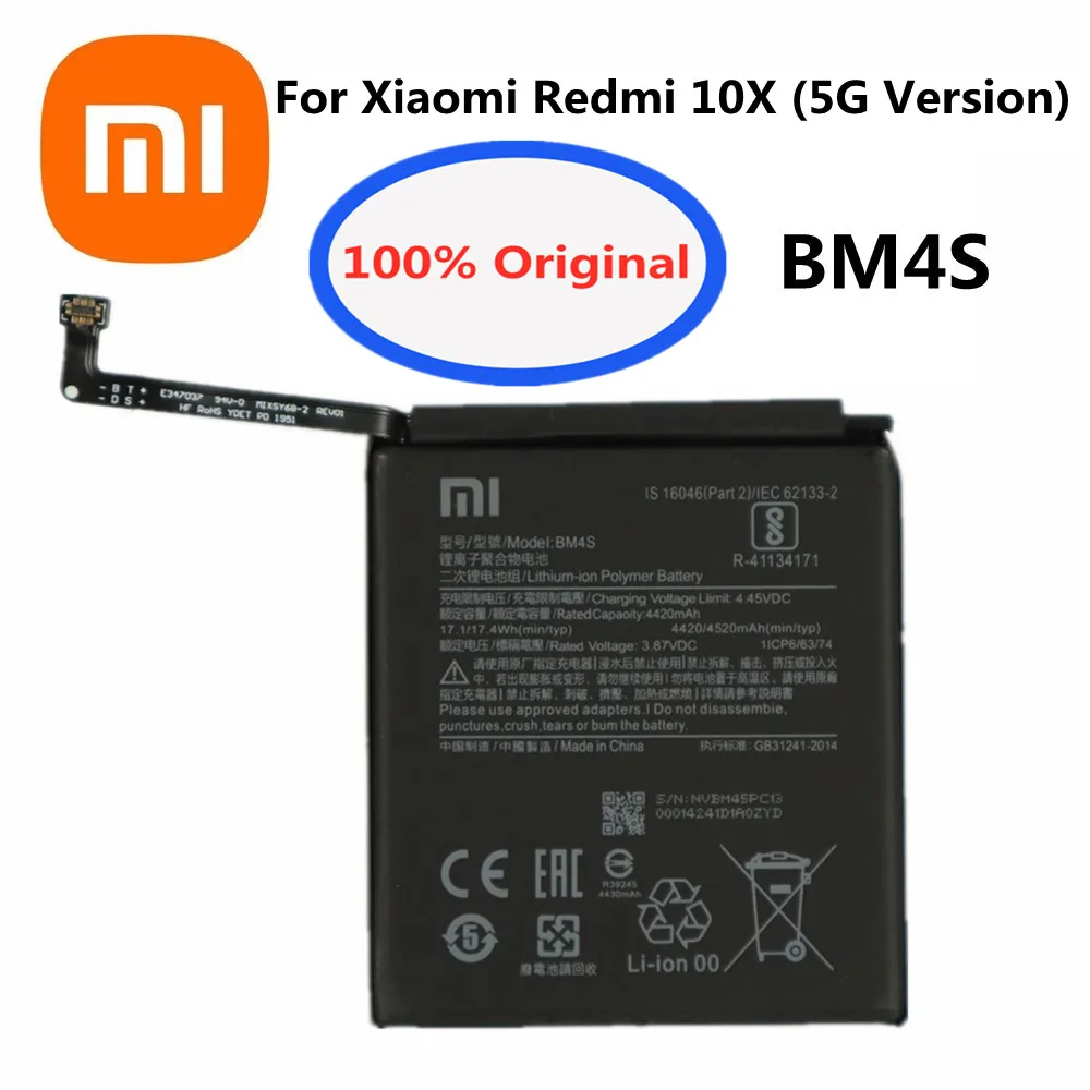 New 4520mAh Xiao mi Original Battery For Xiaomi Redmi 10X 5G Version BM4S Mobile Phone Battery Bateria Batteries In Stock