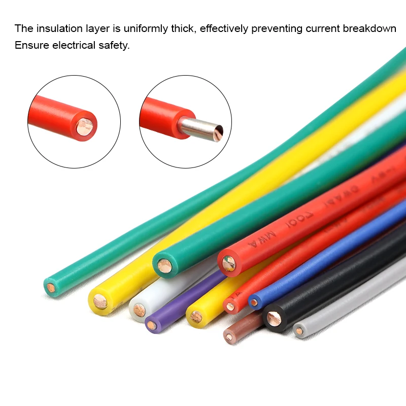 5-20M UL1007 Single Core Copper Cable 26 24 22 20 18 16 14 AWG PVC Insulation Solid Core Tinned Plating Power Line Electric Wire
