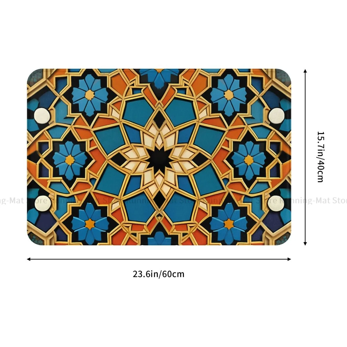 MORROCAN ART Non-slip Doormat Mosaic Gold Blue Bath Kitchen Mat Prayer Carpet Home Modern Decor