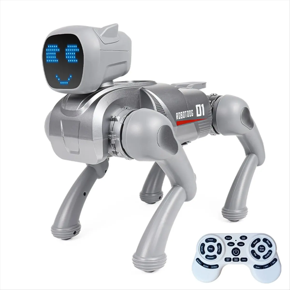 

WOW! 2.4G Intelligent RC Robot Mechanical Dog Voice Dialogue Cute Expression Light APP Remote Control Programming Toy Gray