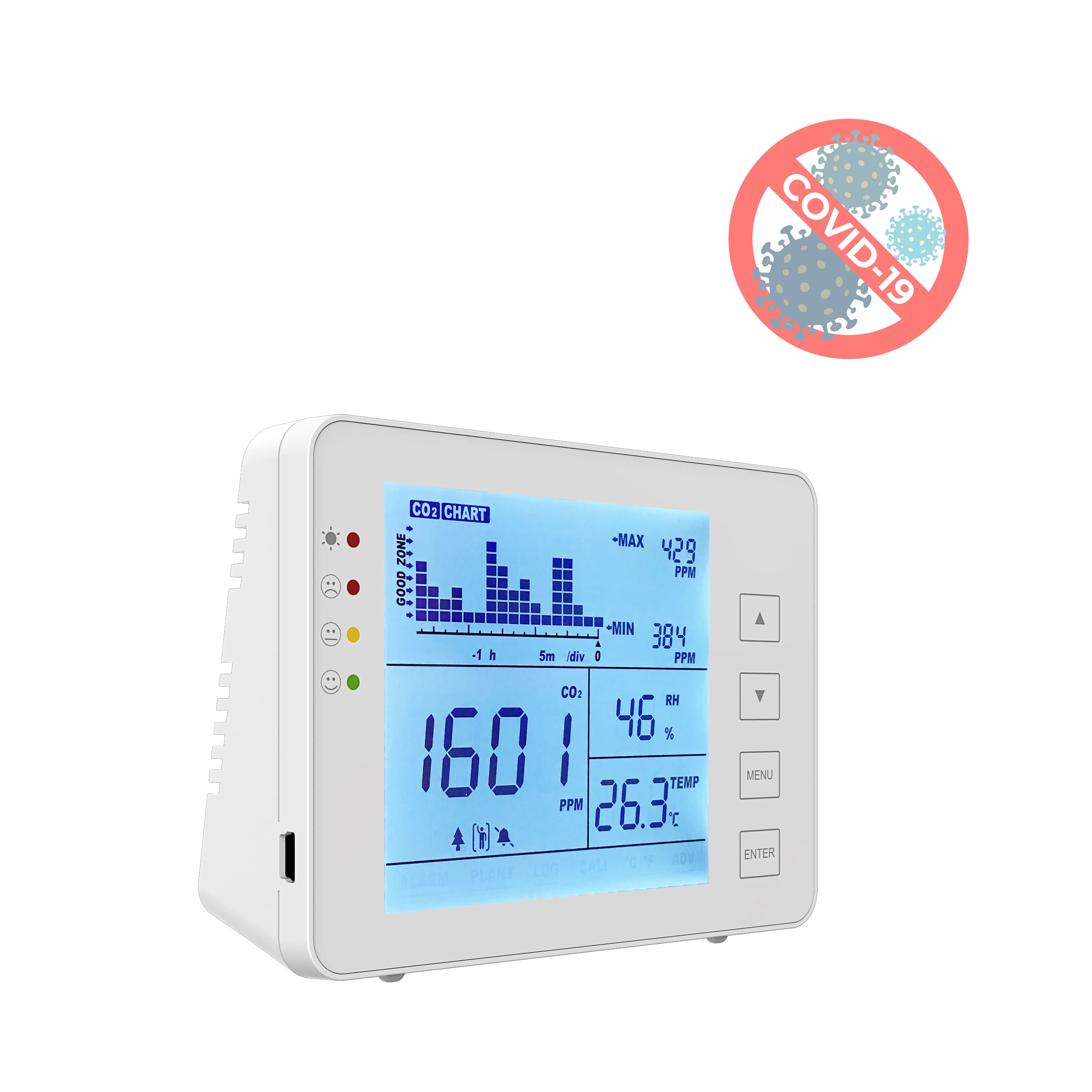 

2021 Best Selling Indoor Co2 Meter, Co2 Temperature Humidity Iaq Monitor, Workshop Classroom Office Air Quality Co2 Monitor