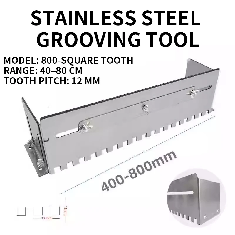 Tiler's Stainless Steel Grooving Tool, Trowel with Mortar Feeder, Thin-Set Tile Trowel, Tile-Laying Tool, Retractable