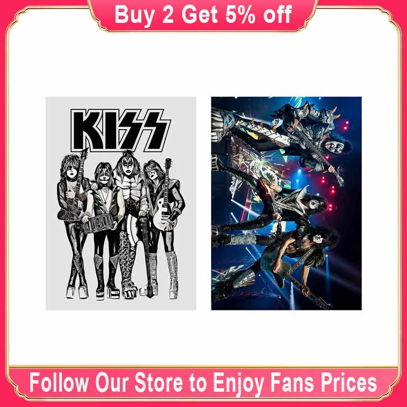 Classic Metal Rock Singer Poster Kiss Band White Paper Music Star Prints Pictures for Home Decor Room Bar Decorative Painting