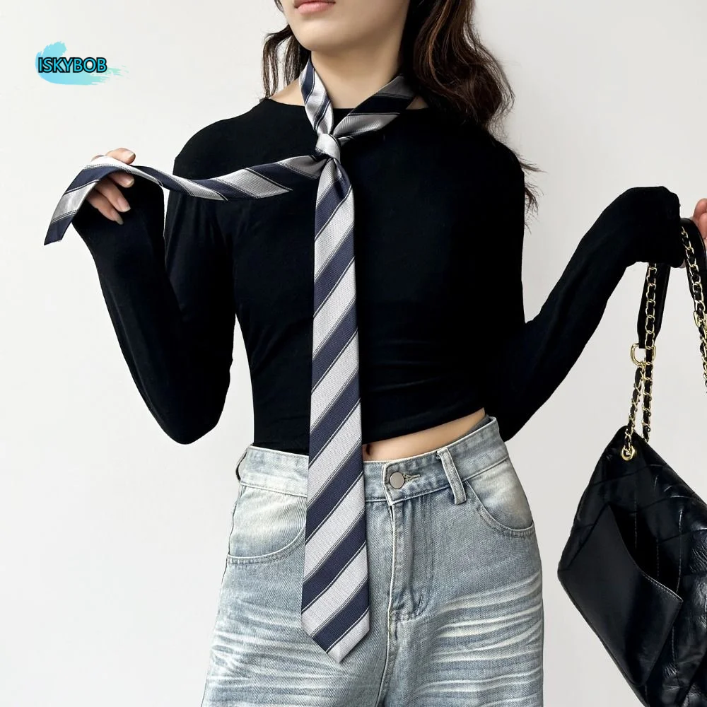 

Fashion Korean Striped Tie Printed Stripe JK Uniform Necktie Y2K College Style Shirt Tie Decoration Men