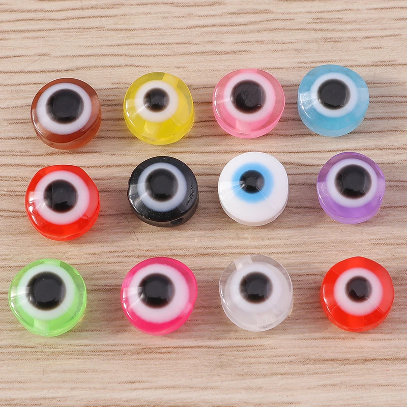 Tusember 6/8/10mm 100 Stück Glas Glasierte Böse Augen Perlen Flache Runde Lose Abstandhalter-Perlen für Schmuckherstellung Armband Halskette DIY Handwerk – Detail 6