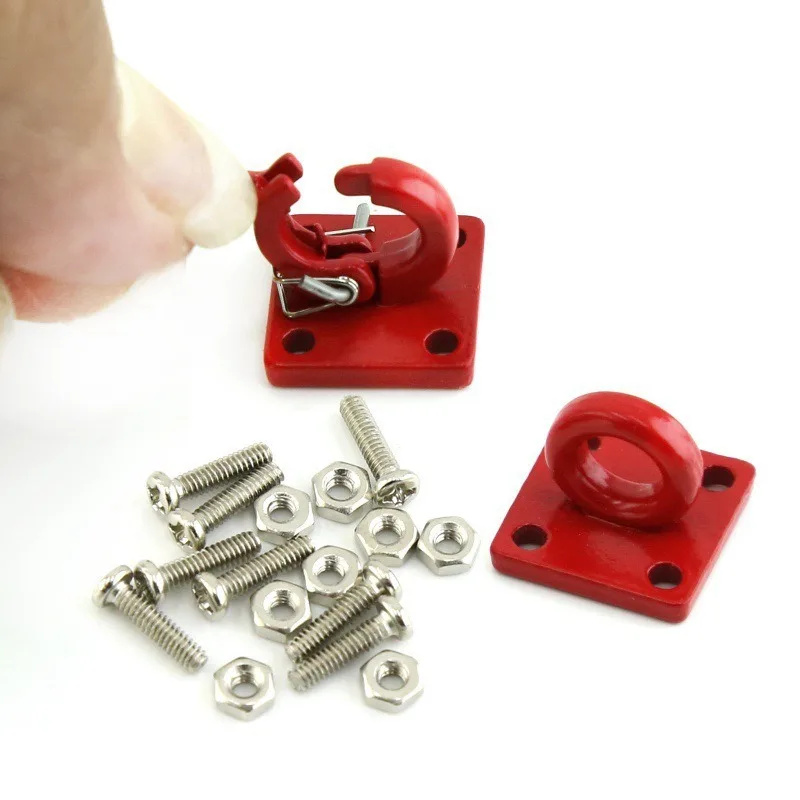 Metal Bumper D-ring Red Tow Hook 2Pcs for 1/10 RC Crawler Car TRX-4 Axial SCX10 90046 Upgrade Parts ﻿