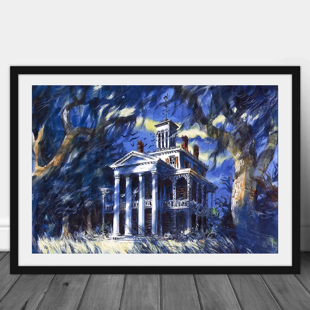 Disneyland Haunted Mansion Concept Art Poster Prints Walt Disney World Grim Grinning Ghost House Canvas Painting Wall Art Decor