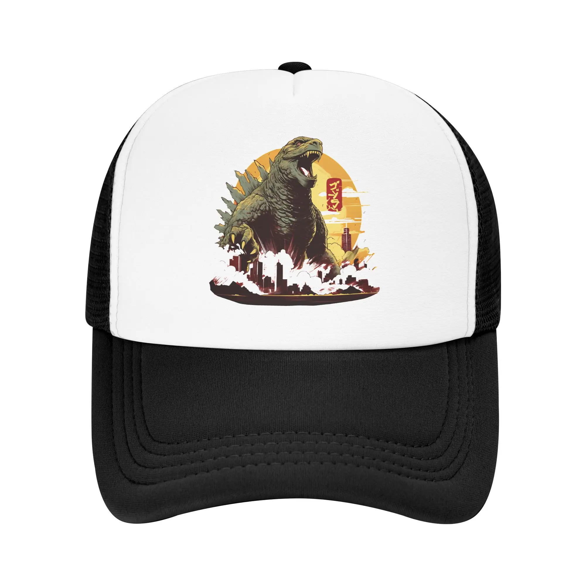 Adult Godzillaed Anime Trucker Hat Mesh Baseball Cap Polyester Great Wave Hat Trucker Hat Breathable Golf Hats Summer